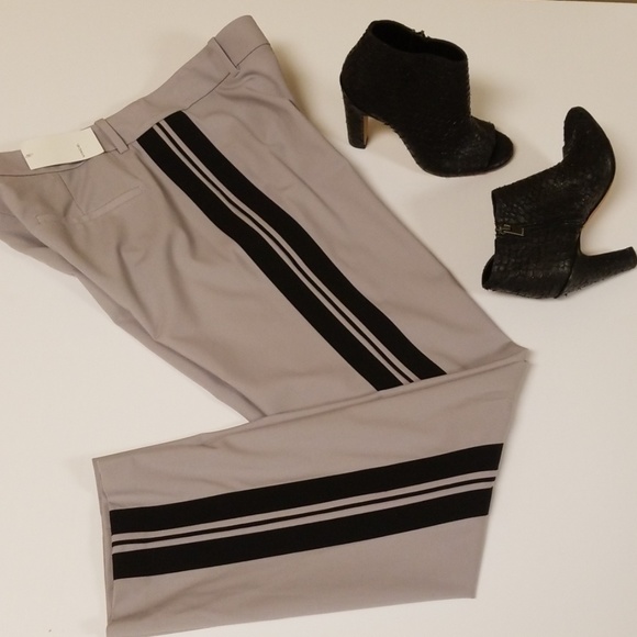 Vince Gray Trouser with Black Tuxedo stripe size 8 - Picture 3 of 11